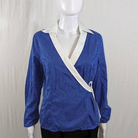 Jones New York Striped Wrap Top - Picture 2 of 4
